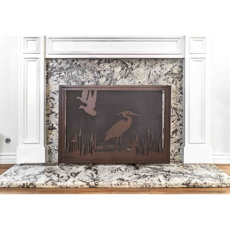 The Outdoor Plus 40 X 30 Wetlands Fireplace Screen - Powder Coated Steel OPT-FPS4030WL